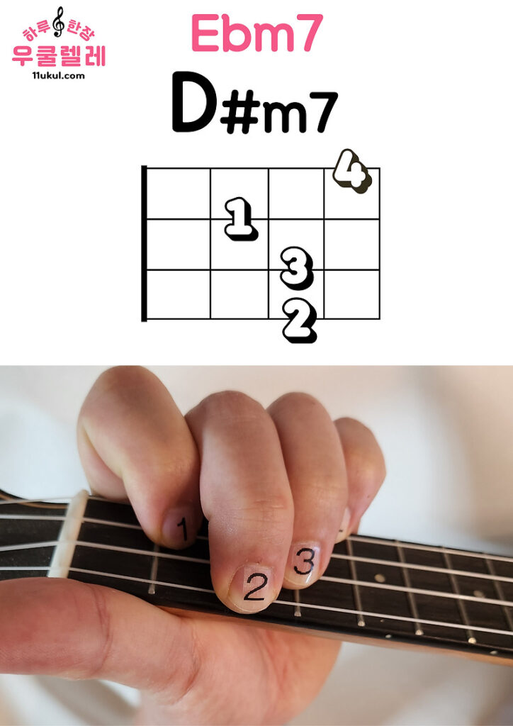 thumbnail 우쿨렐레 d m7 ebm7 코드 잡는 1