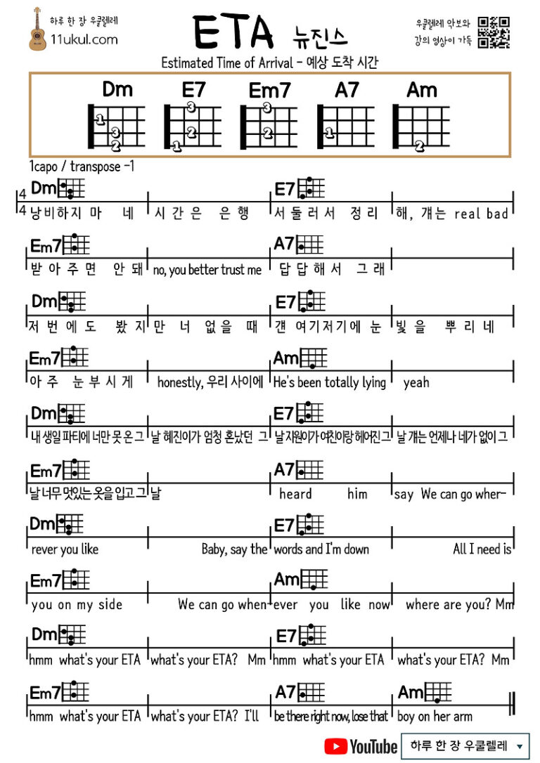 ETA(New Jeans) 이티에이(뉴진스) 우쿨렐레 쉬운 코드 ukulele easy chords