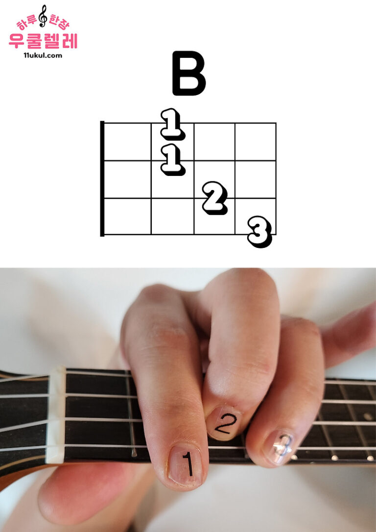 우쿨렐레 B 코드 잡는 방법(운지법) Ukulele B chord