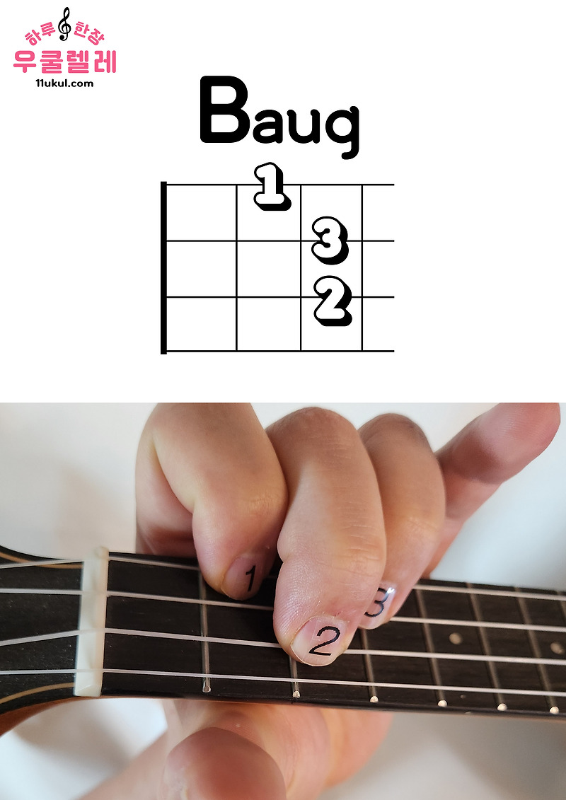 우쿨렐레 Baug 코드 잡는 방법(운지법) Ukulele Baug chord
