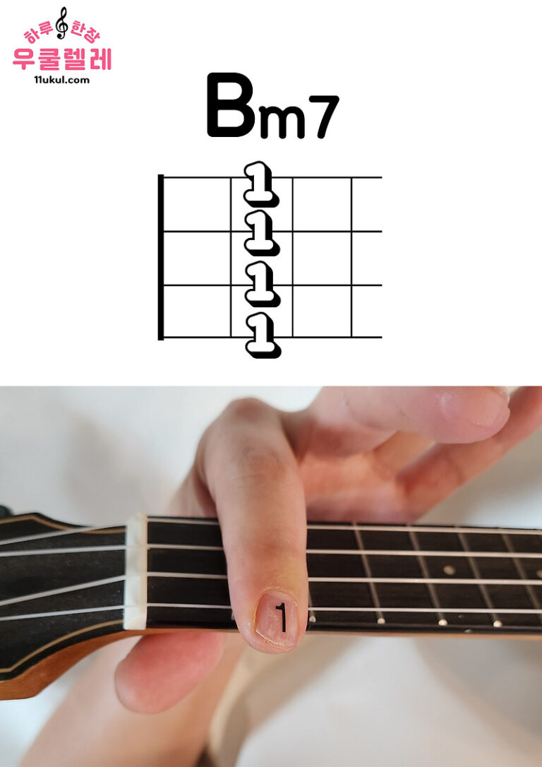 우쿨렐레 Bm7 코드 잡는 방법(운지법)