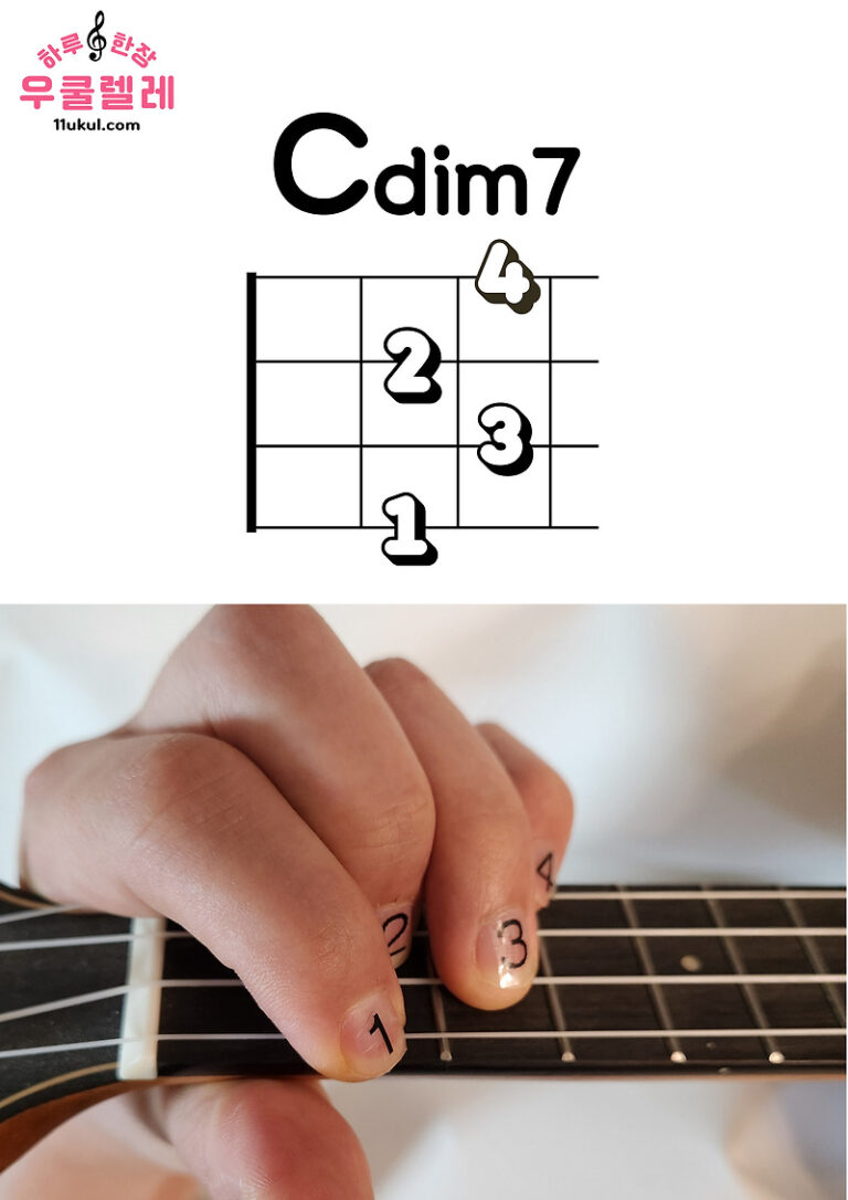 우쿨렐레 Cdim7 코드 잡는 방법(운지법) Ukulele Cdim7 chord