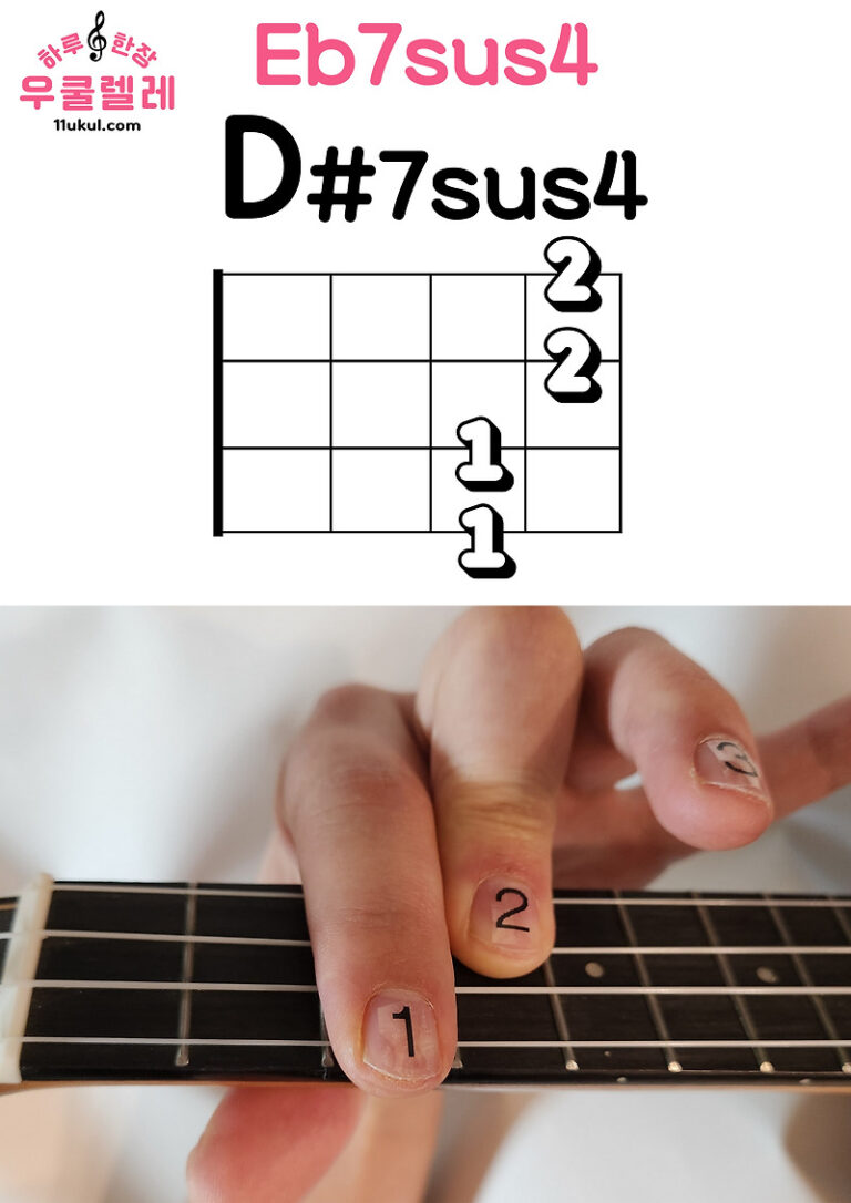 우쿨렐레 D#7sus4 Eb7sus4 코드 잡는 방법(운지법)