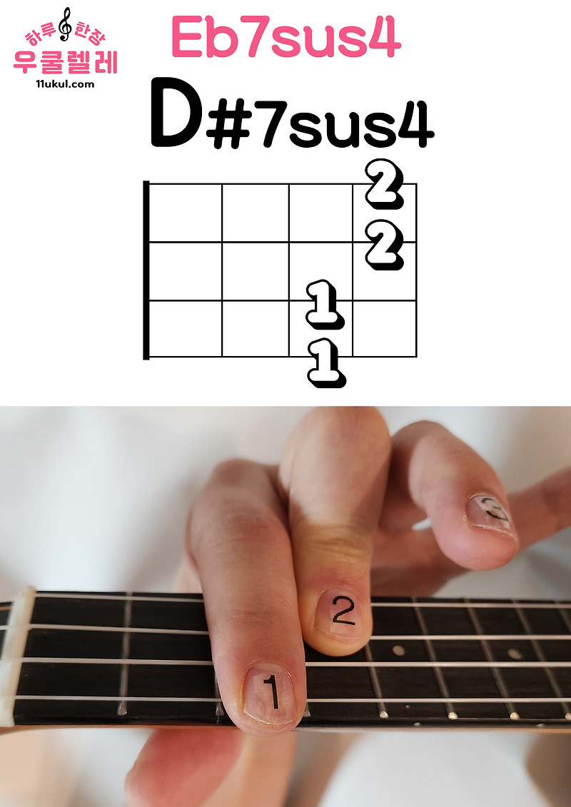 우쿨렐레 D#7sus4 Eb7sus4 코드 잡는 방법(운지법)