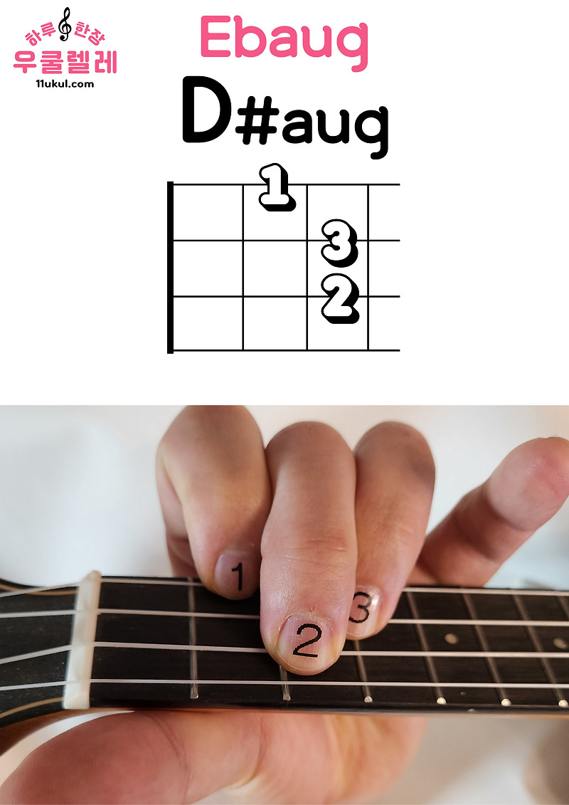우쿨렐레 D#aug Ebaug 코드 잡는 방법(운지법) Ukulele D#aug Ebaug chord