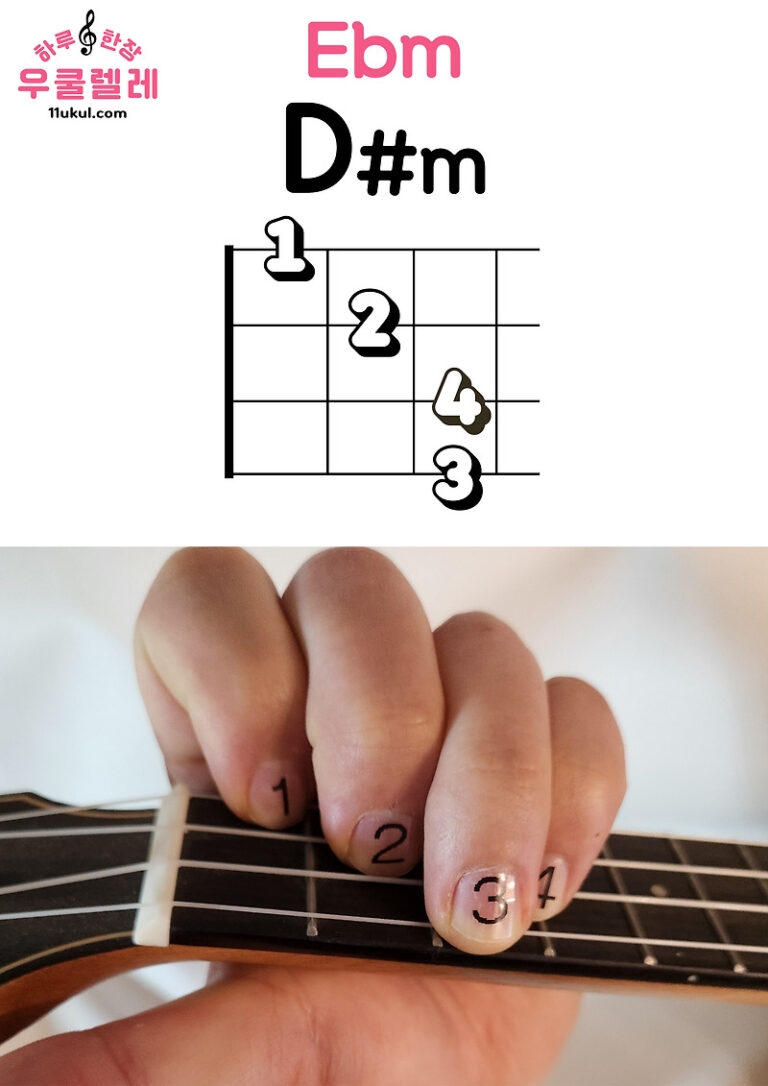 우쿨렐레 D#m Ebm 코드 잡는 방법(운지법)