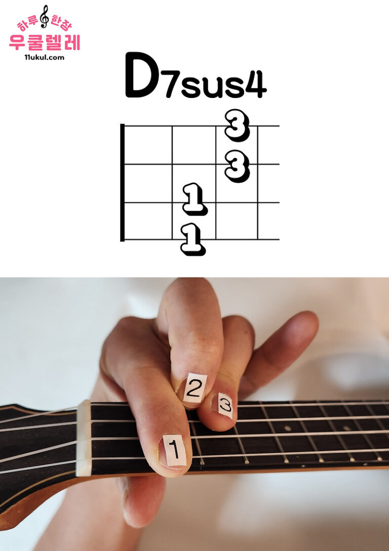 우쿨렐레 D7sus4 코드 잡는 방법(운지법)