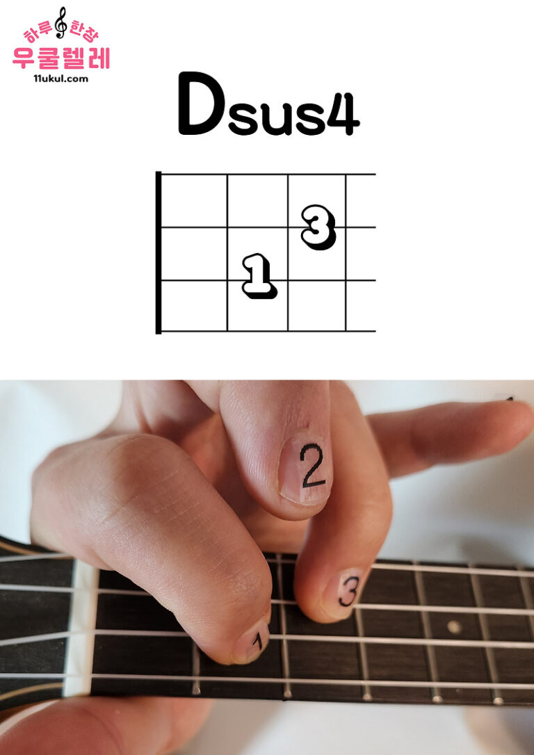 우쿨렐레 Dsus4 코드 잡는 방법(운지법)