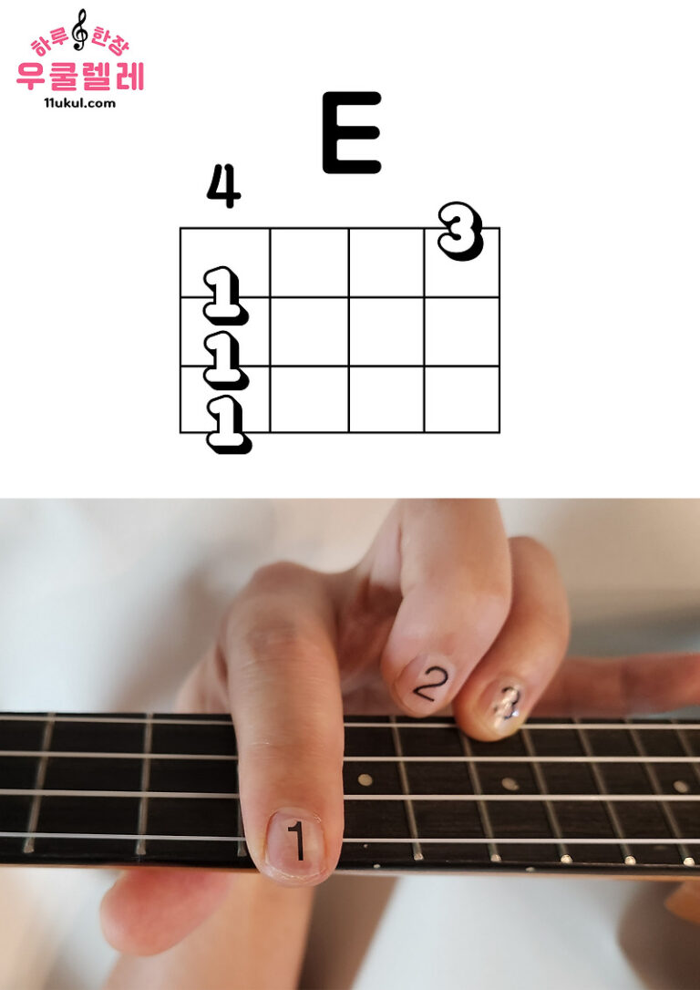 우쿨렐레 E 코드 잡는 방법(운지법) Ukulele E chord
