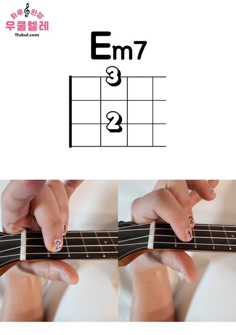 우쿨렐레 Em7 코드 잡는 방법(운지법)