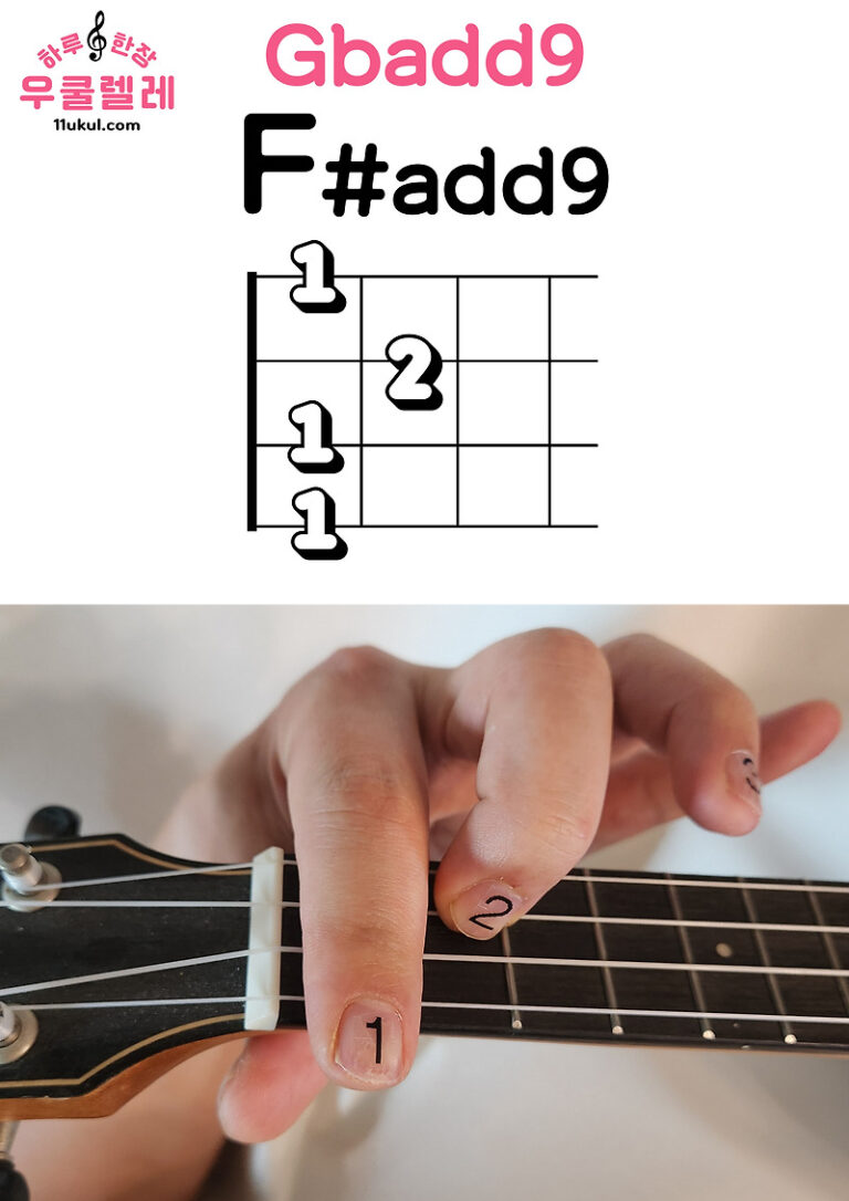 우쿨렐레 F#add9 Gbadd9 코드 잡는 방법(운지법)