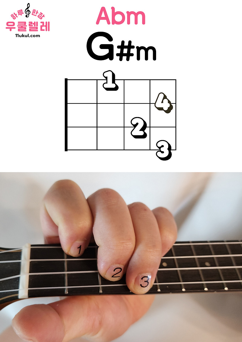 우쿨렐레 G#m Abm 코드 잡는 방법(운지법)