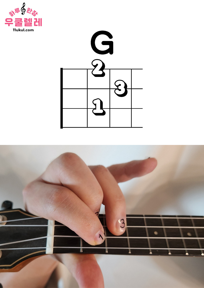 우쿨렐레 G 코드 잡는 방법(운지법) Ukulele G chord