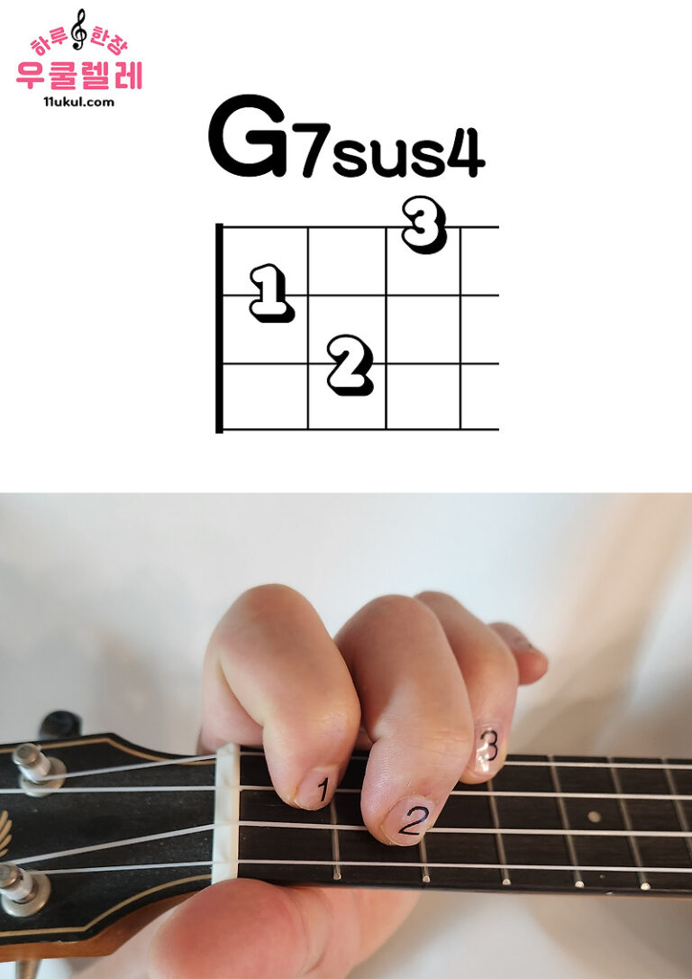 우쿨렐레 G7sus4 코드 잡는 방법(운지법)