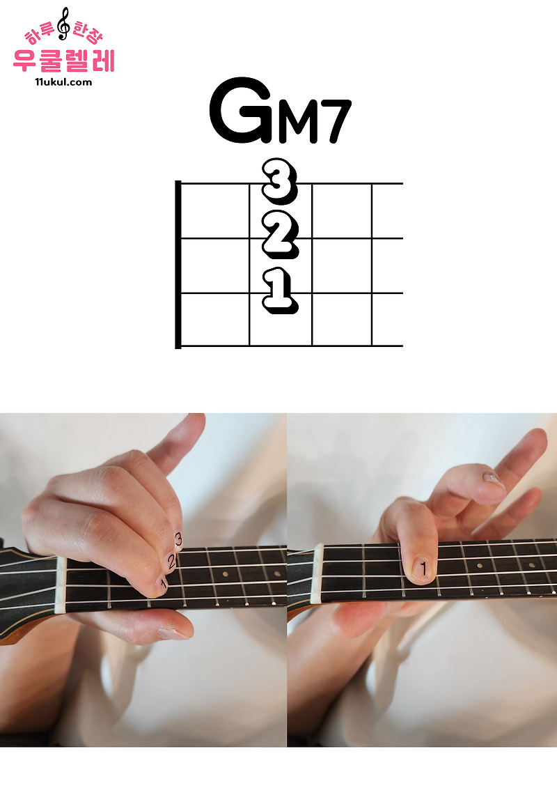 우쿨렐레 GM7 코드 잡는 방법(운지법) Ukulele GM7 chord