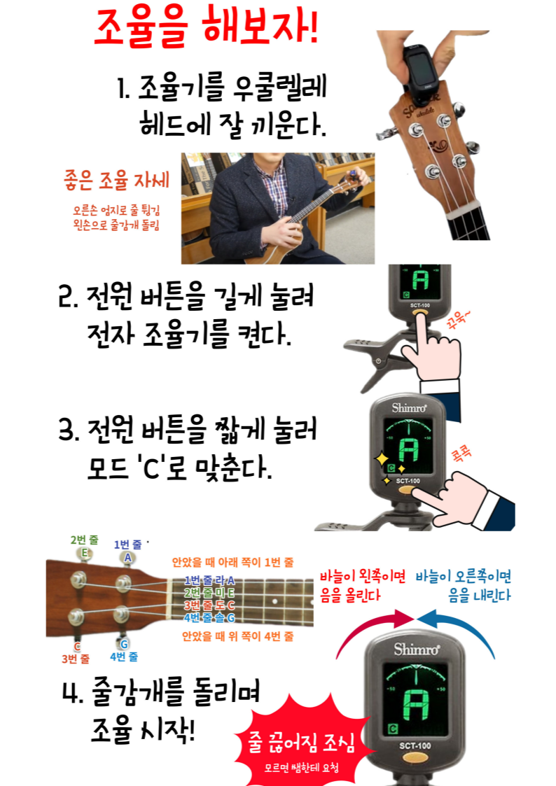 우쿨렐레 조율하기 게시용 인쇄물 PPT(미리캔버스 링크)