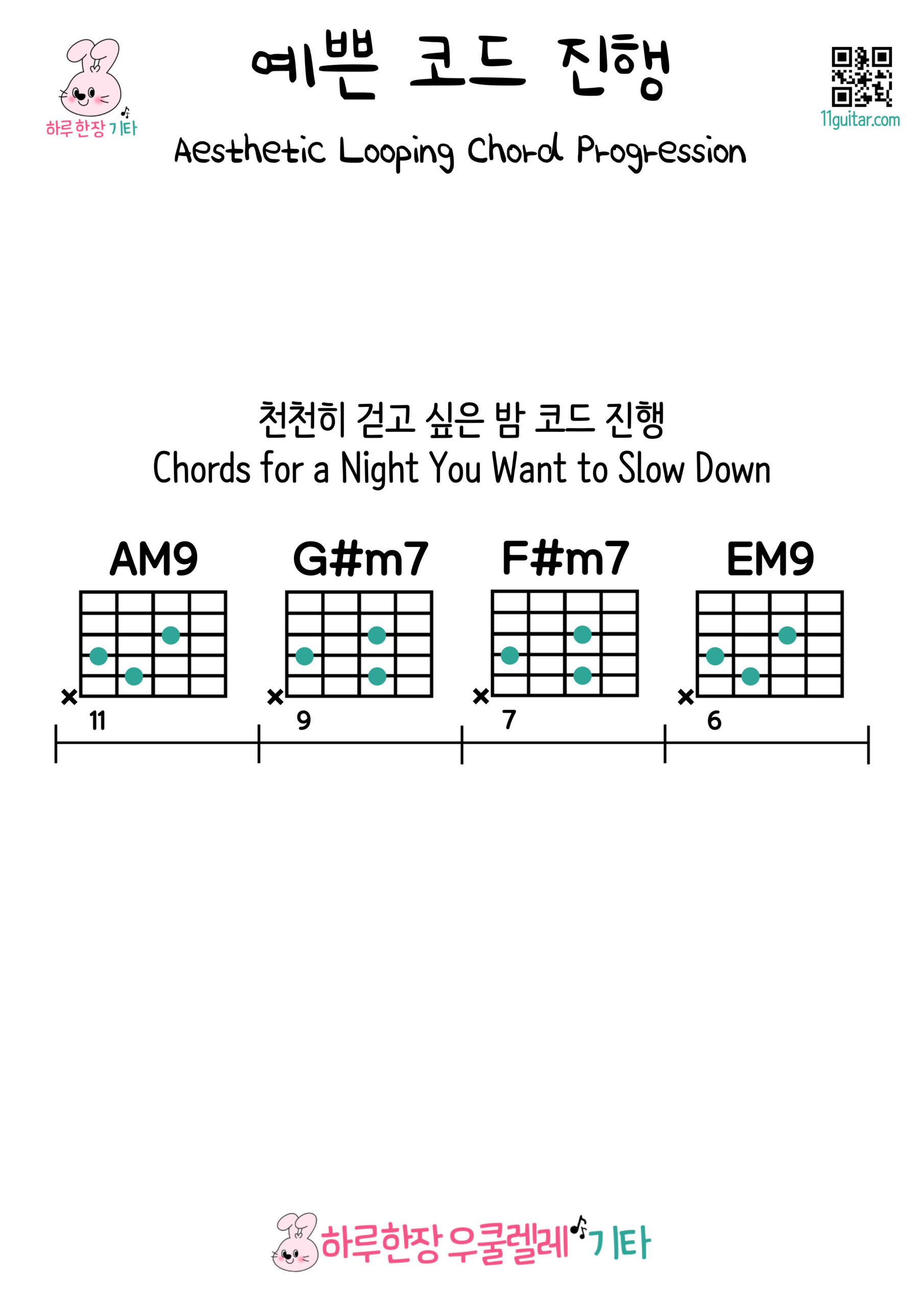 AM9-G#m7-F#m7-EM9(천천히 걷고 싶은 밤 코드 진행)