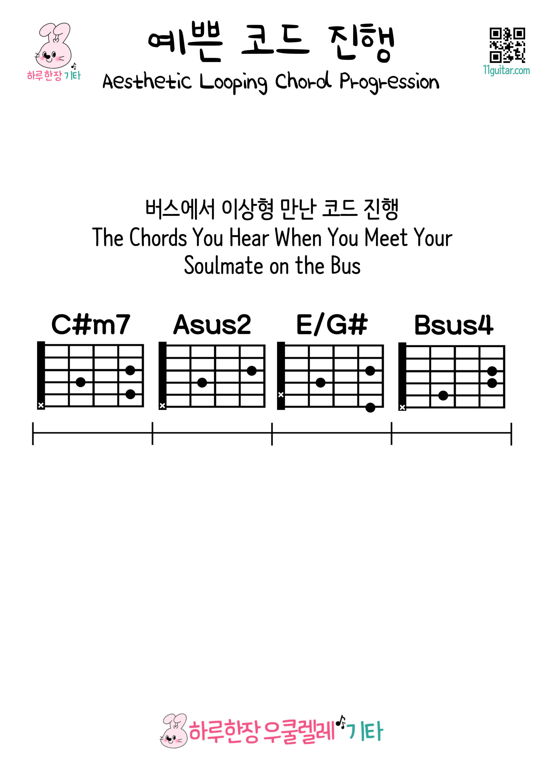 C#m7-Asus4-E/G#-Bsus4(버스에서 이상형 만난 코드 진행)