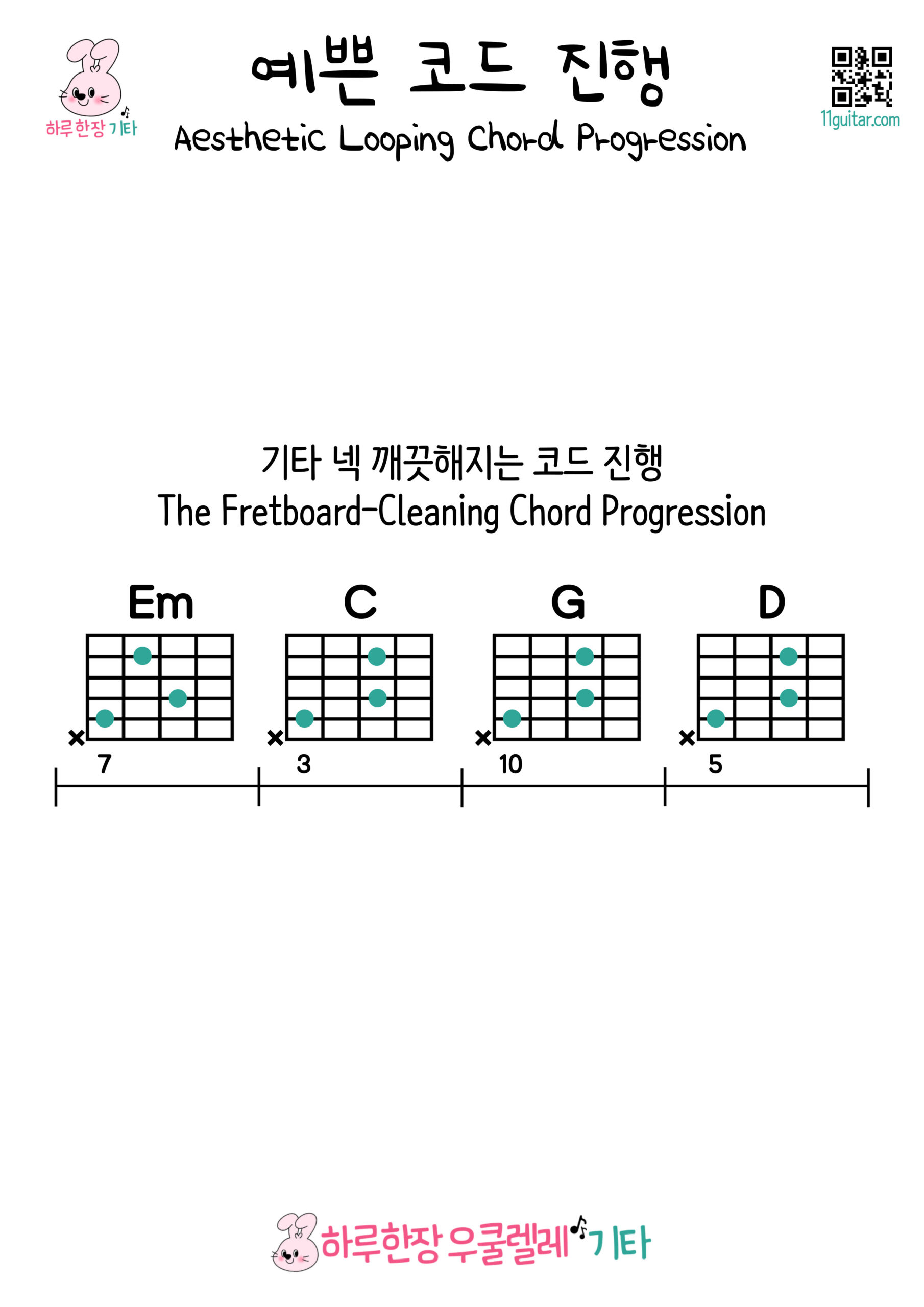 Em-C-G-D(기타 넥 깨끗해지는 코드 진행)