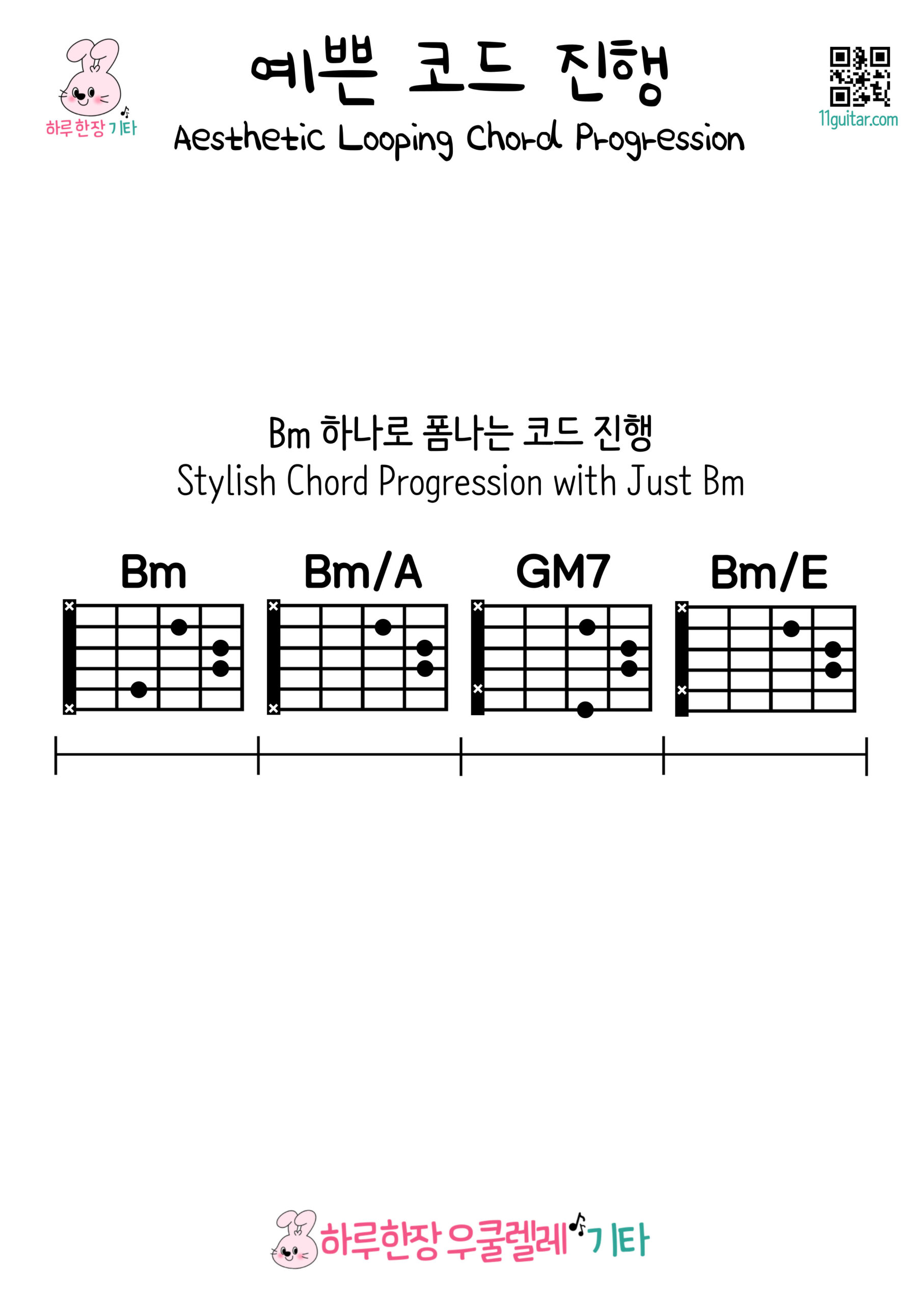 Bm-Bm/A-GM7-Bm/E(Bm 하나로 폼나는 코드 진행)
